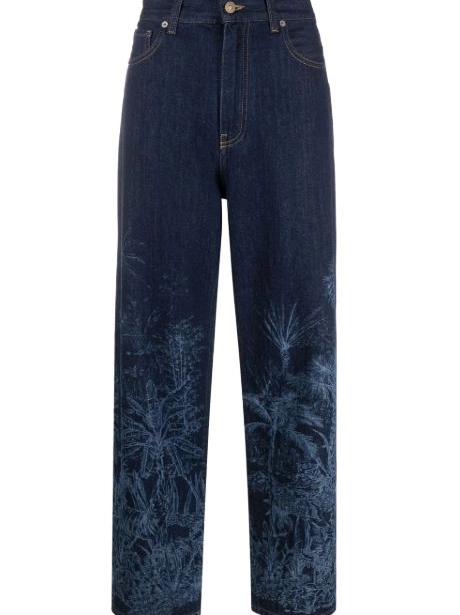 Affordable Toile straight-leg Jouy jeans Jungle Alanui de Women 0708